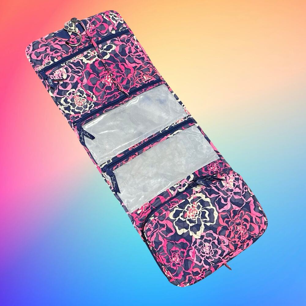 Vera Bradley Floral Katalina Pink Hanging Cosmetic Toiletry Travel Bag Organizer